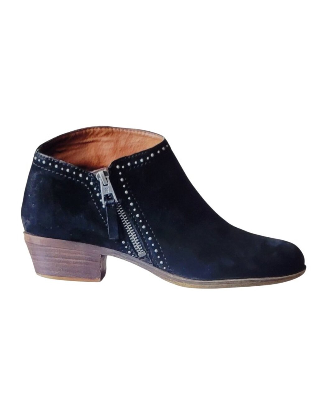 Lucky Brand 'Benna' Black Suede Leather Boho Ankle Bootie Size 9M